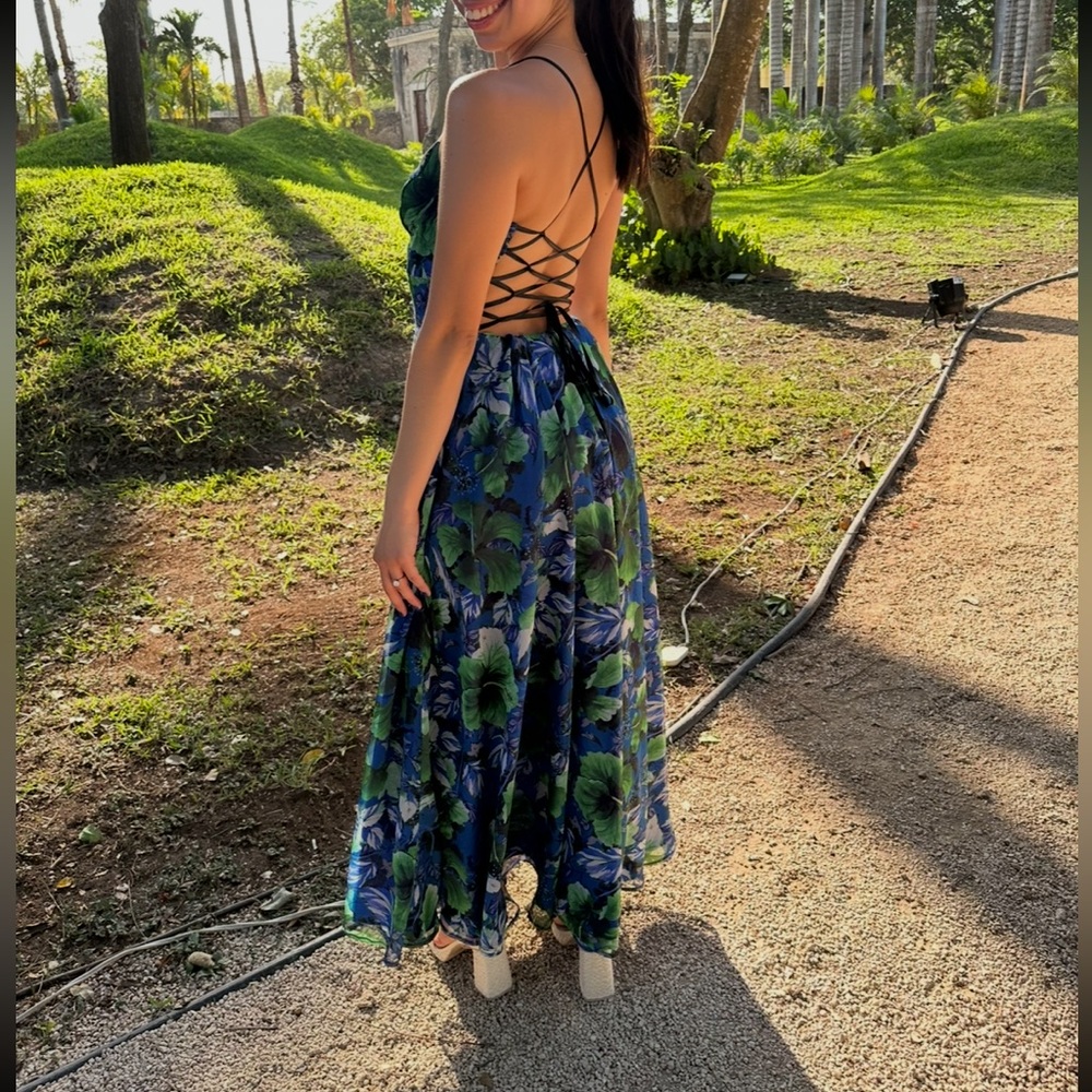 Rue de la Paix | Blue and Green Floral Dress